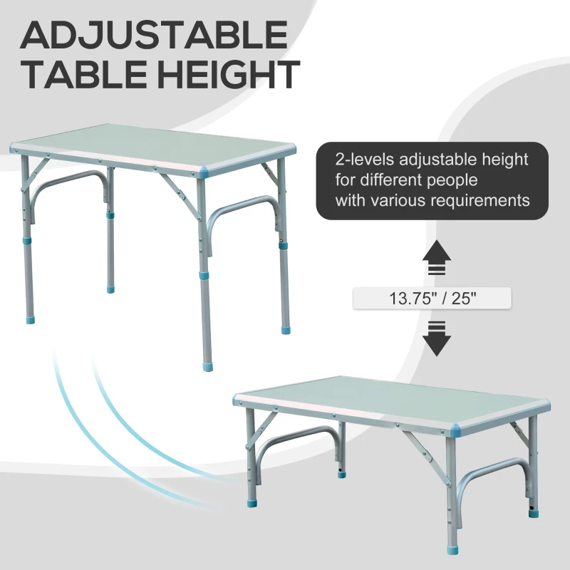 Outsunny Aluminum Adjustable Outdoor Patio Folding Picnic Table Bench Set for Camping Party BBQ with 4 seats