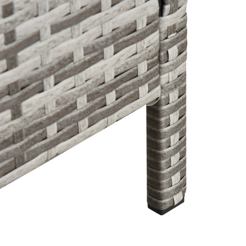 Outsunny 4 Pieces Patio Wicker Dining Sets, Outdoor PE Rattan Sectional Conversation Set with Cushions & Dining Table, Bench for Garden, Backyard, Lawn, Charcoal Gray