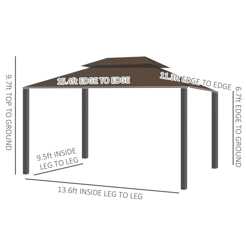 Outsunny 11' x 15' Hardtop Gazebo Canopy with Polycarbonate Roof, Aluminum Frame, Permanent Pavilion Outdoor Gazebo with Netting, for Patio, Garden, Backyard, Deck, Lawn, Beige