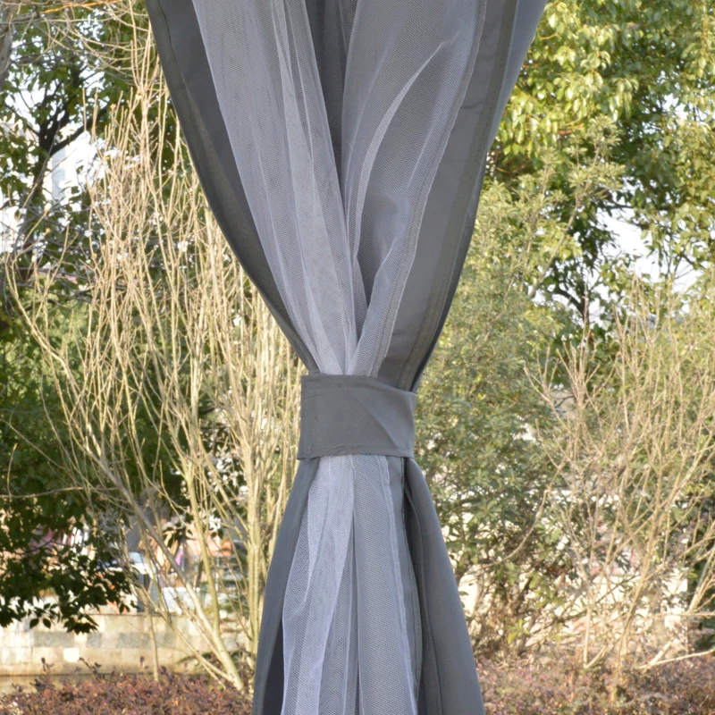 Outsunny 12' Round Patio Gazebo Canopy with 2-Tier Roof, Ventilated Outdoor Shelter, Grey