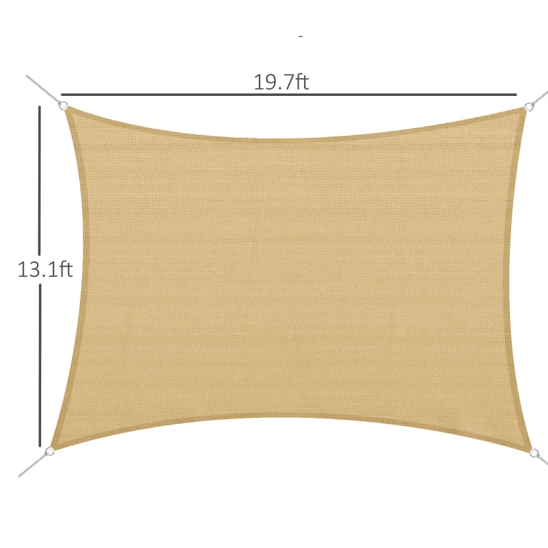 Outsunny 20' x 13' Rectangle Outdoor Patio Portable Shade Canopy Sun Sail - Sand