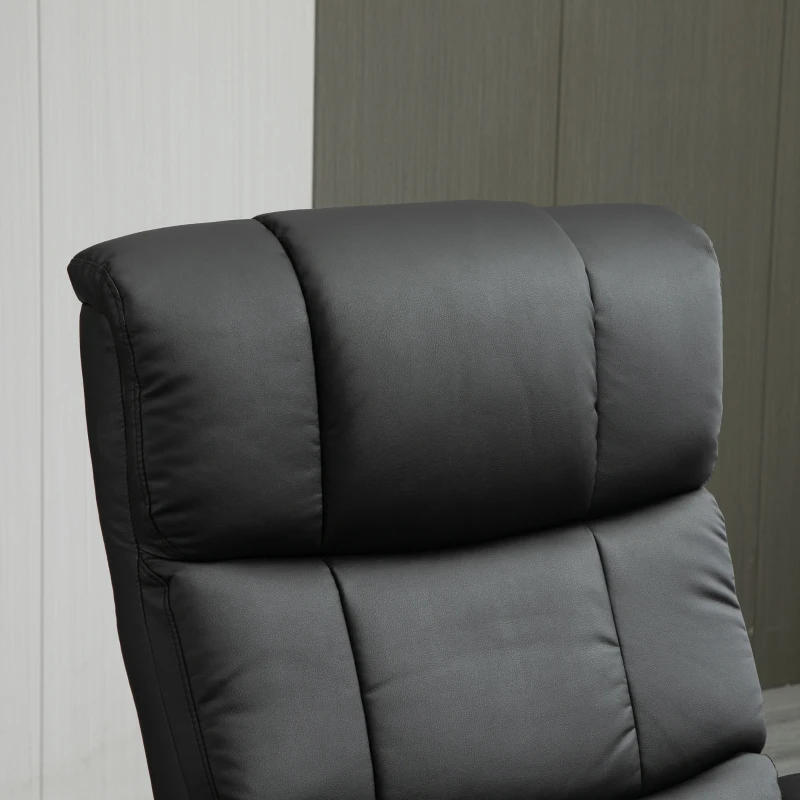 HOMCOM Recliner Chair with Ottoman, Electric Faux Leather Recliner with 10 Vibration Points and 5 Massage Mode, Reclining Chair with Swivel Wood Base, Remote Control and Side Pocket, Black
