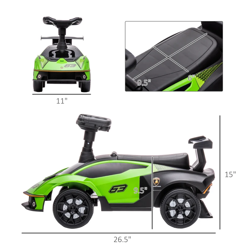 Aosom Ride on Push Car, Ride Racer, Foot-to-Floor Walking Sliding Car for Toddler with Under Seat Storage, Horn and Engine Sound, Steering Wheel, Aged 18-36 Months, Green