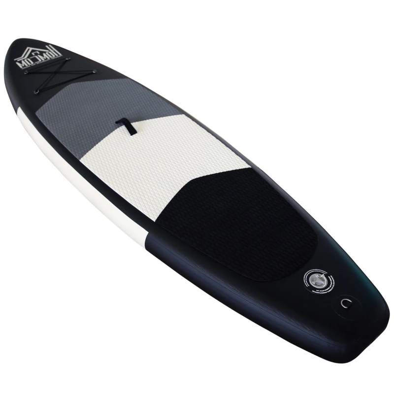 HOMCOM 10FT Inflatable Stand Up Paddle Board with Premium SUP Accessories, Adjustable Paddle, Pump, Carry Bag, Fin, Non-Slip & Thick Deck for Youth Adult, Grey