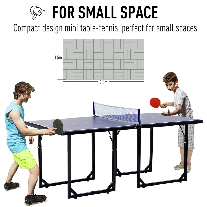 Soozier 72" Compact Folding Multi-Use Indoor / Outdoor Table Tennis Table With Net And Post Set, Blue