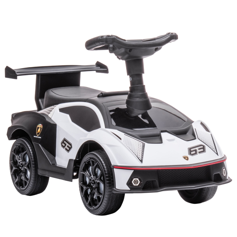 Aosom Ride-on Sliding Car with Horn and Engine Sounds, Toddler Ride-on Toy with Safety Mechanism, Under-Seat Storage, Ages 18-36 Months, White