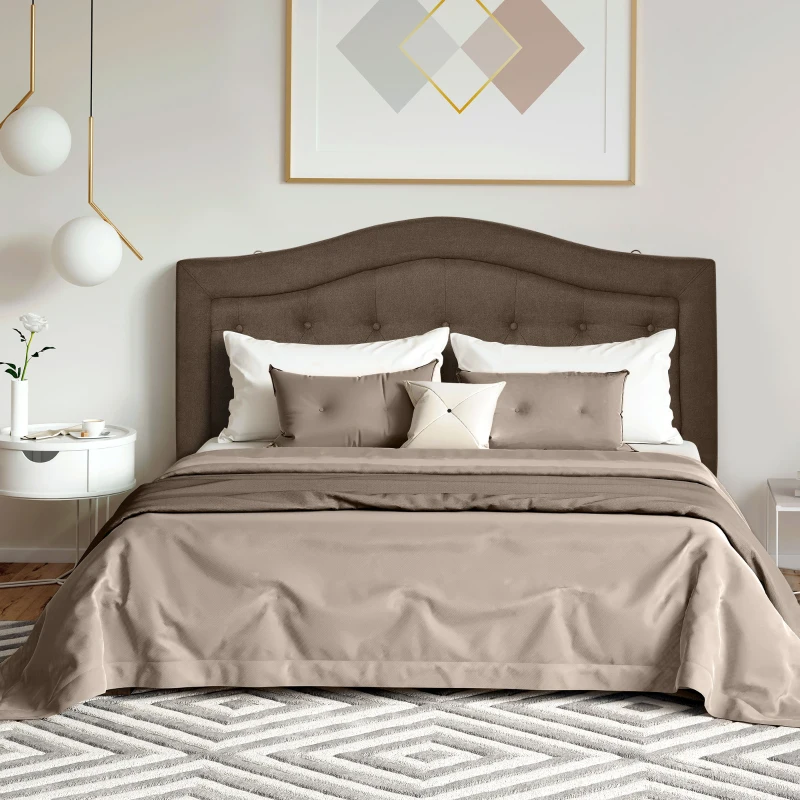 HOMCOM Upholstered Headboard, Button Tufted Bedhead Board, Home Bedroom Decoration for Full-Sized Beds, Brown