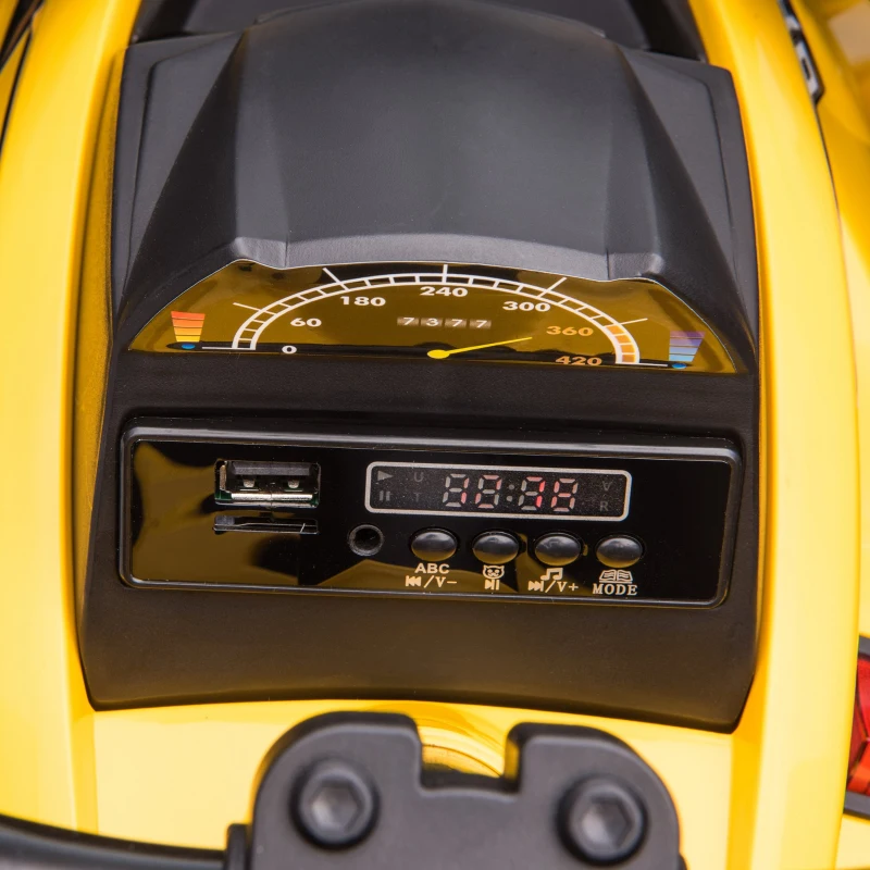 Aosom 12V Kids Recharging Ride-on Electric ATV Quad w/ Realistic Headlights Wide Wheel, Yellow