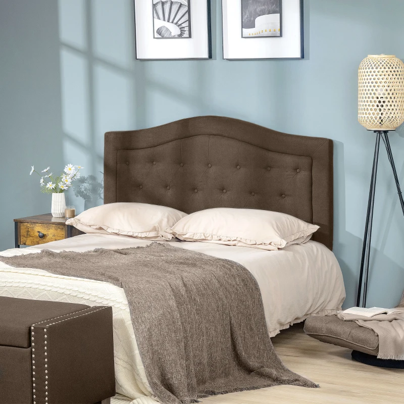HOMCOM Upholstered Headboard, Button Tufted Bedhead Board, Home Bedroom Decoration for Full-Sized Beds, Brown