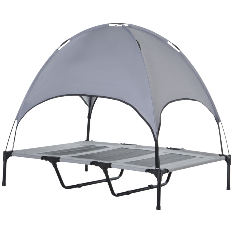 PawHut 48" x 36" Elevated Portable Dog Cot Cooling Pet Bed with UV Protection Canopy Shade