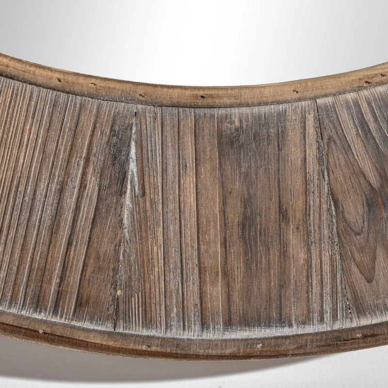 HOMCOM 31" Farmhouse Wood Wall Mirror, Decorative Round Mirror for Wall Decor in Living Room, Bedroom, Rustic Brown