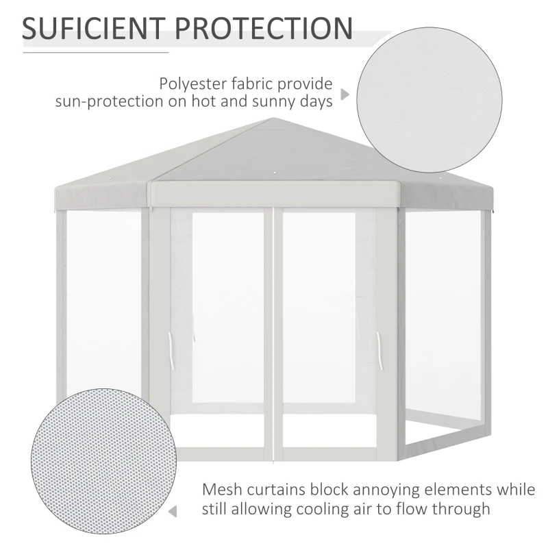 Outsunny Outdoor Cathedral Style Roof Party Gazebo with Mesh Walls - Cream White