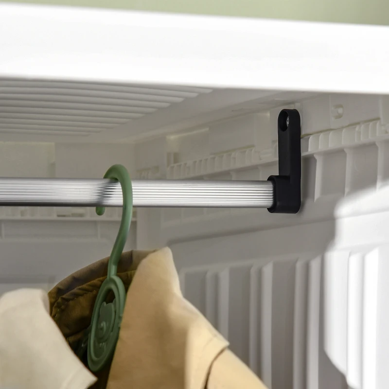 HOMCOM Portable Wardrobe Closet, Folding Bedroom Armoire, Clothes Storage Organizer with Cube Compartments, Hanging Rod, Magnet Doors, White