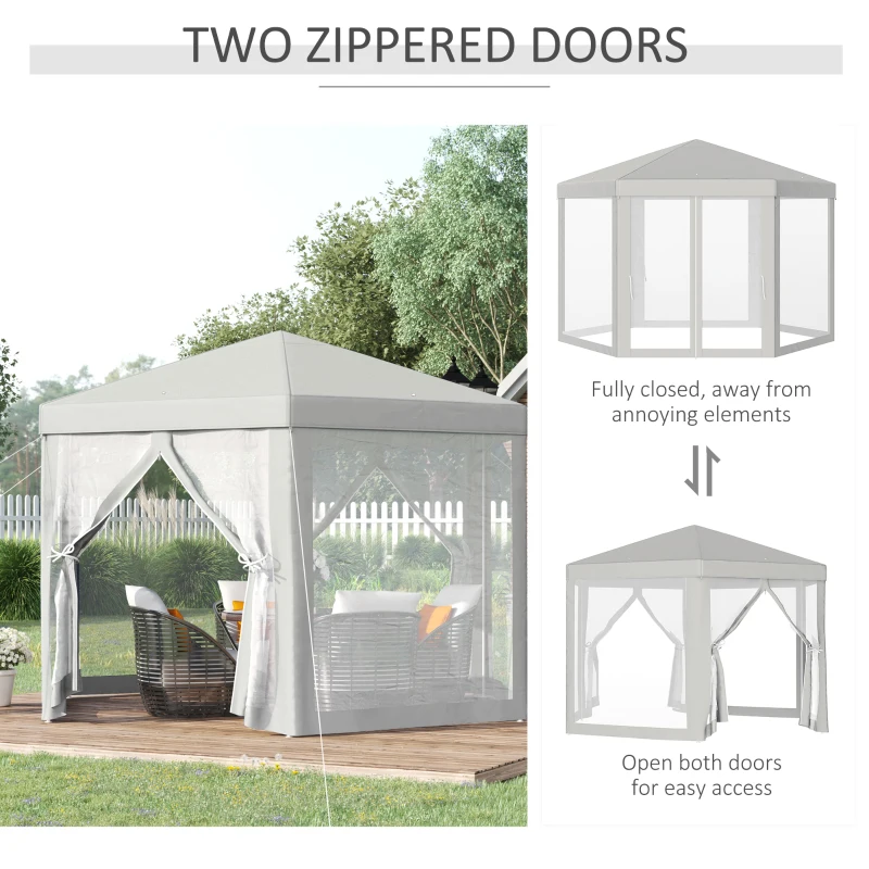 Outsunny Outdoor Cathedral Style Roof Party Gazebo with Mesh Walls - Cream White