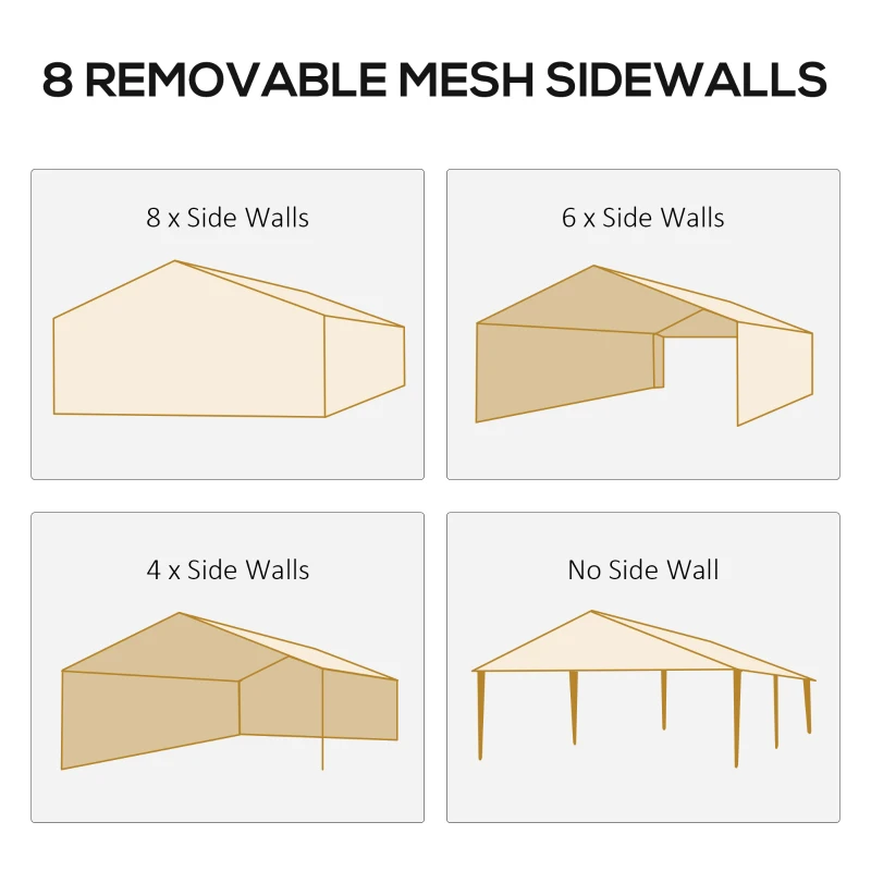 Outsunny 10' x 30' Party Tent, Event Shelter Gazebo with Removable Mesh Side Walls, Green