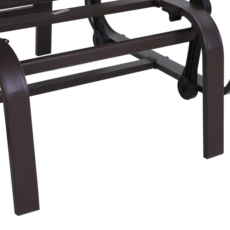 Outsunny 1-Person Outdoor Glider Swing, Single Rocker, Ergonomic Head Support, with Lightweight Metal & Mesh Construction, Supports Up to 352 lbs., for Backyard, Garden, Porch, Brown