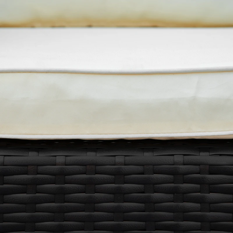 Outsunny Patio Wicker Adirondack Chair, Outdoor All-Weather Rattan Fire Pit Chair w/ Soft Cushions, Tall Curved Backrest and Comfortable Armrests for Deck or Garden, Cream White and Black