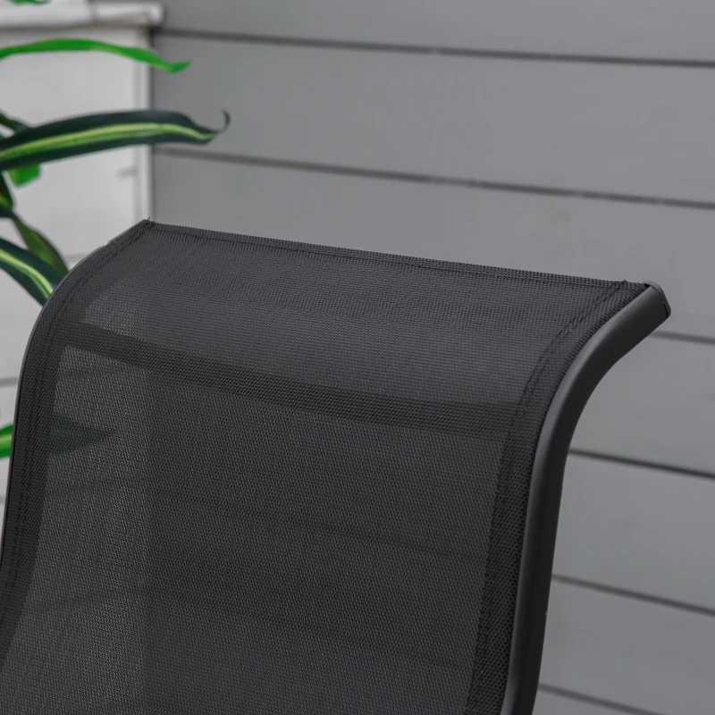 Outsunny Outdoor Patio Sling Fabric Swing Glider Rocker Chair with Smooth Rocking Arms, Black(m-9)