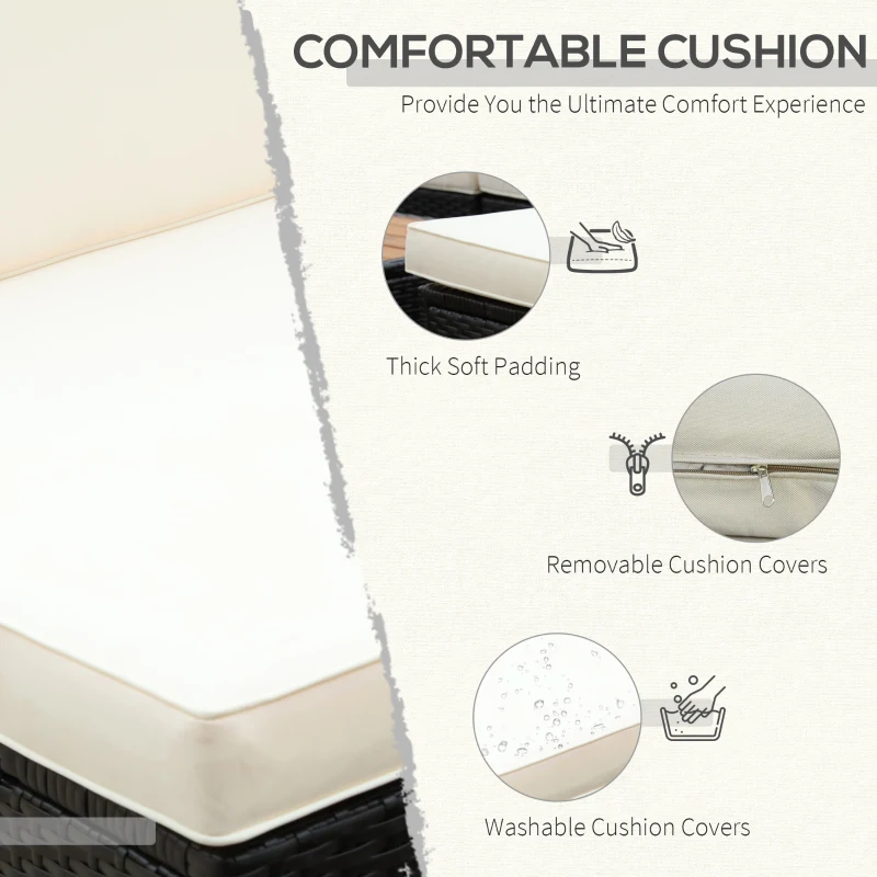 Outsunny 7-Piece Patio Furniture Sets PE Rattan Sectional Sofa Set Outdoor Conversation Set w/ Acacia Top Coffee Table & Cushion for Garden, Backyard, Beige