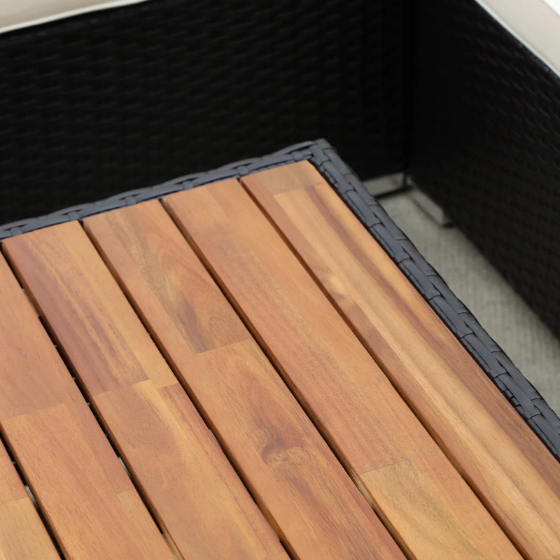 Outsunny 7-Piece Patio Furniture Sets PE Rattan Sectional Sofa Set Outdoor Conversation Set w/ Acacia Top Coffee Table & Cushion for Garden, Backyard, Beige