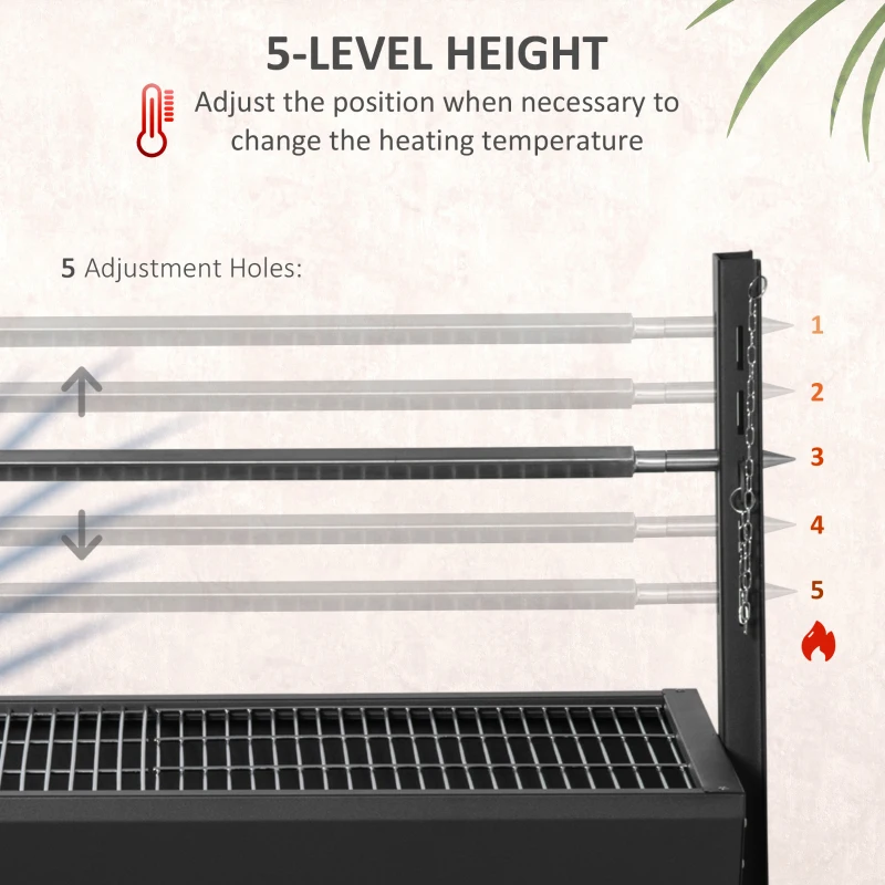 Outsunny Backyard Charcoal BBQ Grill & Smoker Combo Automatic Charcoal BBQ Rotisserie Grill 110lbs Lamb Hog Spit Roaster