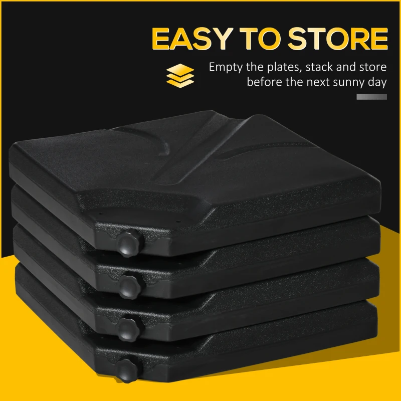 Outsunny 4-Piece Cantilever Offset Umbrella Base Stand Parasol Weights Water, Sand Black