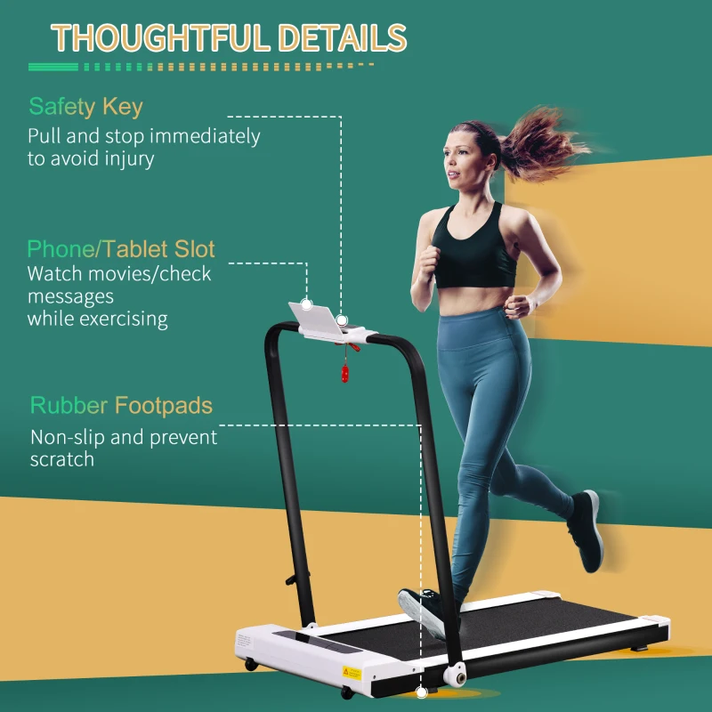 Soozier Folding Electric Treadmill, Low-noise Walking, Jogging, Running Machine with 6.2 MPH Speed, LED Display and Remote Control for Home Gym Workouts, White