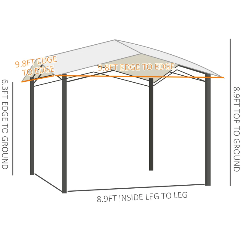 Outsunny 10' x 10' Soft Top Patio Gazebo Outdoor Canopy with Unique Geometric Design Roof, All-Weather Steel Frame, Cream White