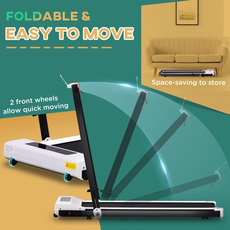 Soozier Folding Electric Treadmill, Low-noise Walking, Jogging, Running Machine with 6.2 MPH Speed, LED Display and Remote Control for Home Gym Workouts, White