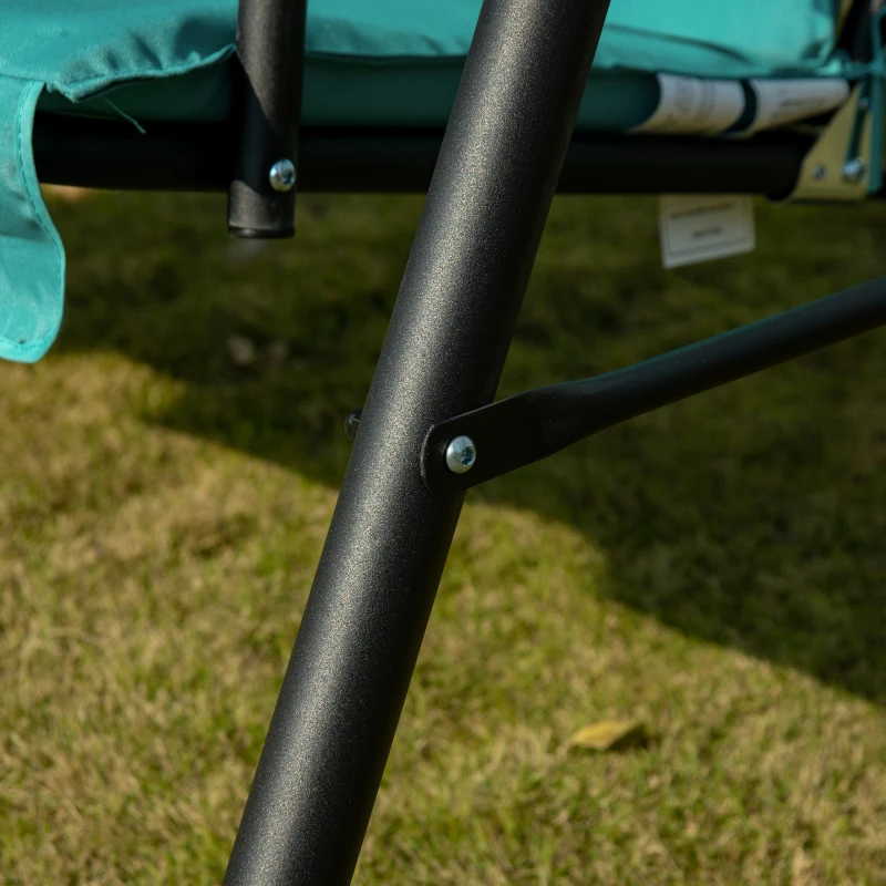 Outsunny 3-Seat Outdoor Patio Swing Chair with Removable Cushion, Steel Frame Stand and Adjustable Tilt Canopy for Patio, Garden, Poolside, Balcony, Backyard, Green