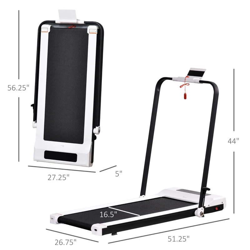 Soozier Folding Electric Treadmill, Low-noise Walking, Jogging, Running Machine with 6.2 MPH Speed, LED Display and Remote Control for Home Gym Workouts, White