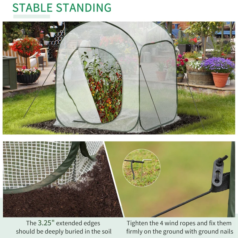 Outsunny 3' x 3' x 4' Garden Portable Pop Up Greenhouse with Side Door & Portable Zipper Bag for Plants & Vegetables