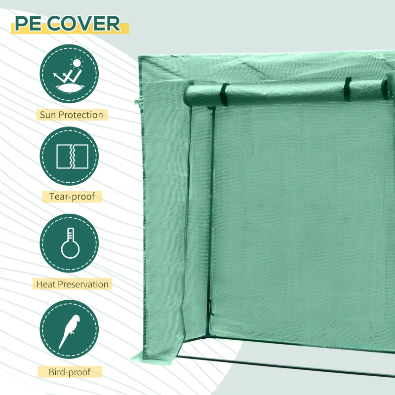 Outsunny 79" x 29" x 66" Walk-in Garden Greenhouse, Outdoor Portable Hot House with Roll-Up Door and Two Windows, Deep Green