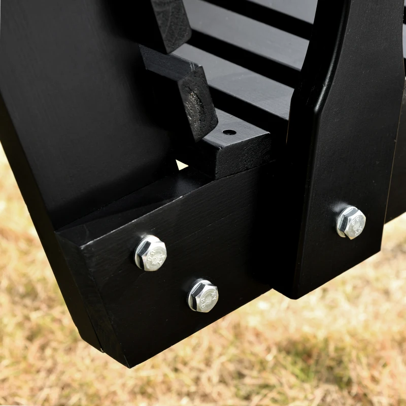 Outsunny Wooden Porch Swing with Cup Holder Armrests, Hanging Patio Bench, Cozy Outdoor Seating, Black