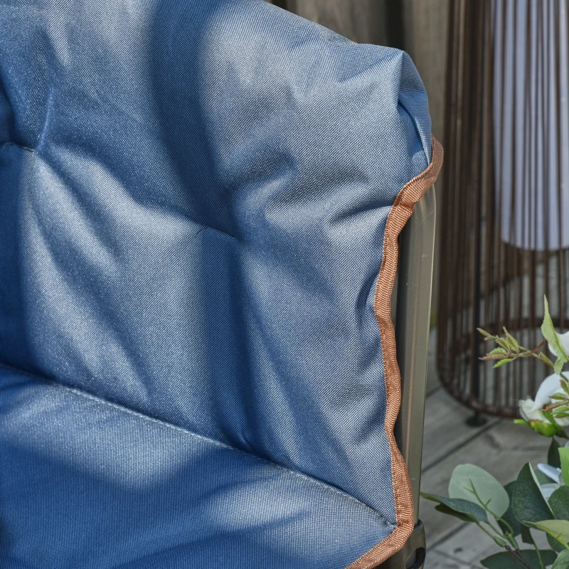 Outsunny Folding Camping Chair, Padded Director Chair with Side Table and Cup Holder, Portable for Picnic, Beach, Hiking, Travel, Blue