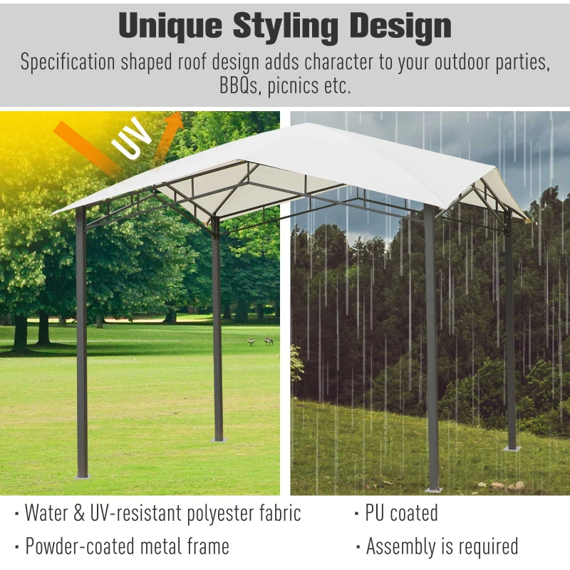 Outsunny 10' x 10' Soft Top Patio Gazebo Outdoor Canopy with Unique Geometric Design Roof, All-Weather Steel Frame, Cream White