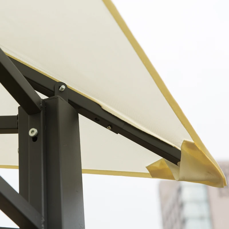 Outsunny 10' x 10' Soft Top Patio Gazebo Outdoor Canopy with Unique Geometric Design Roof, All-Weather Steel Frame, Cream White