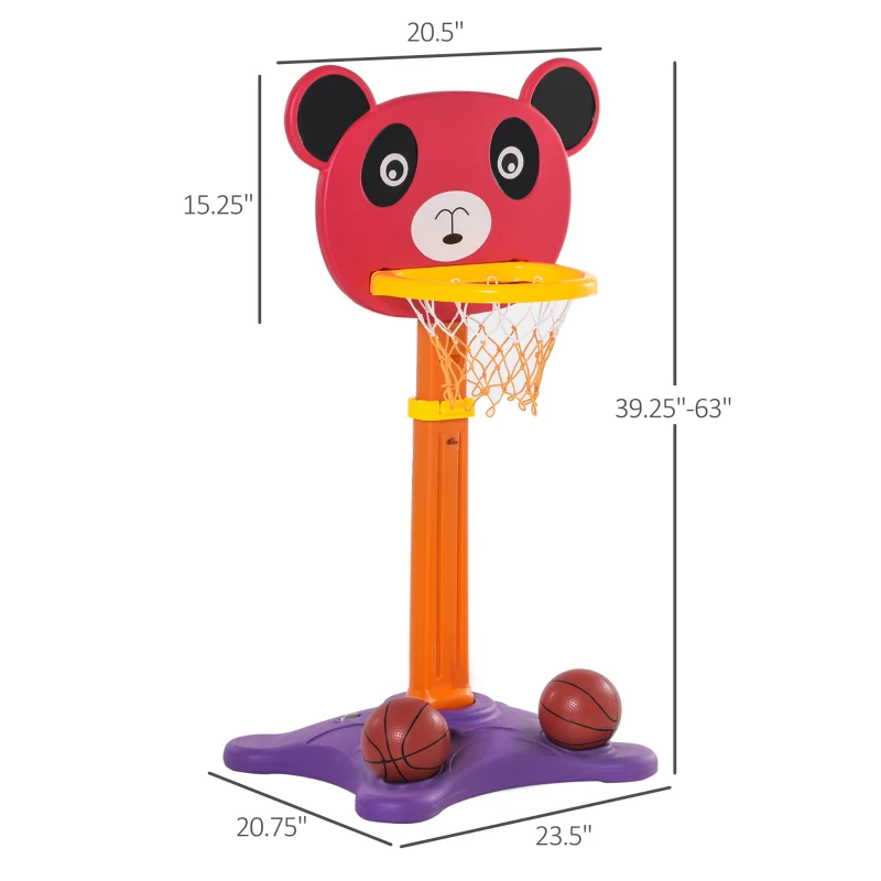 Qaba 2 in 1 Kids & Toddler Basketball Hoop with 2 Balls and Dart Board Adjustable Easy Score for 3-8 years Indoor Outdoor Children Sport Game Toy