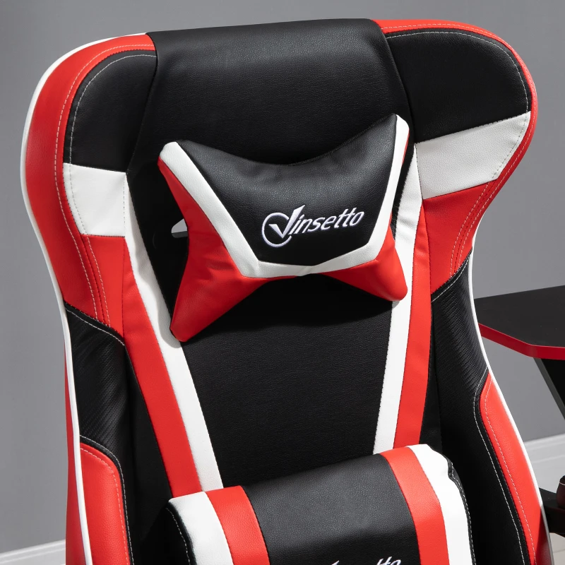 Vinsetto Racing Gaming Chair with Vibration Massage Lumbar Support Pillow, High Back Computer Chair with Footrest, Adjustable Height, Red