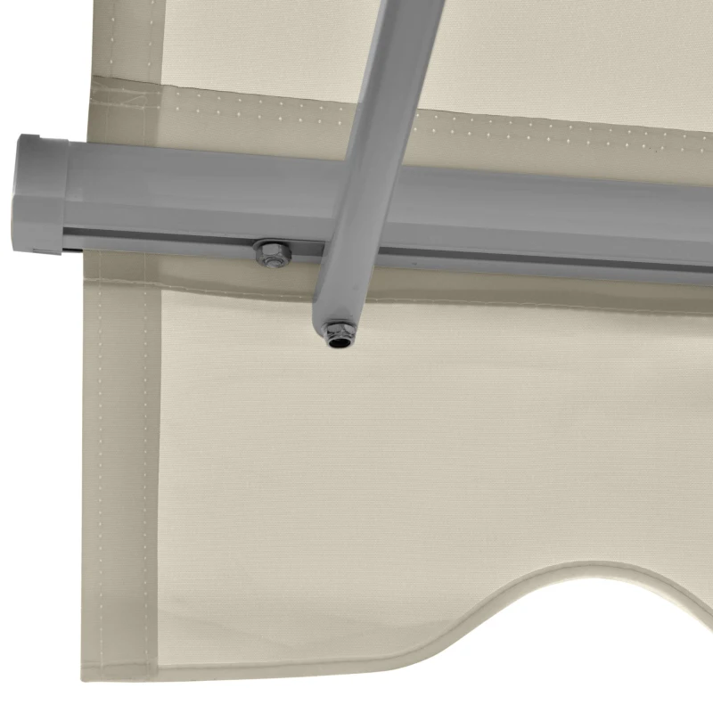 Outsunny 4' Arm Manual Retractable Sun Shade Patio Window Awning with Large Shade Area & Smooth Opening Crank, Beige