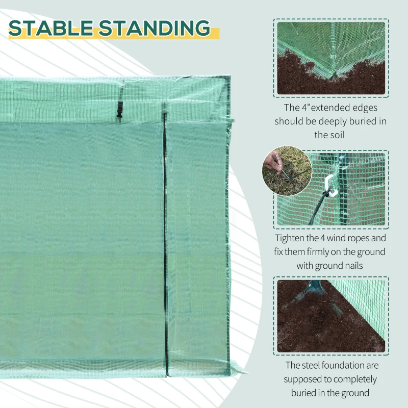 Outsunny 79" x 29" x 66" Walk-in Garden Greenhouse, Outdoor Portable Hot House with Roll-Up Door and Two Windows, Deep Green