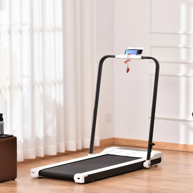 Soozier Folding Electric Treadmill, Low-noise Walking, Jogging, Running Machine with 6.2 MPH Speed, LED Display and Remote Control for Home Gym Workouts, White