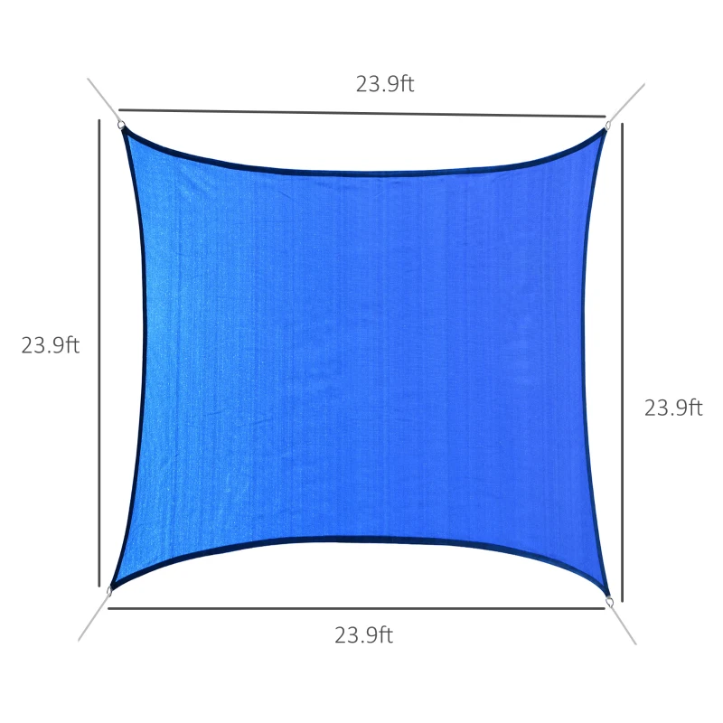 Outsunny 24' x 24' Outdoor Patio Sun Shade Sail Canopy Square UV Resistant - Navy Blue