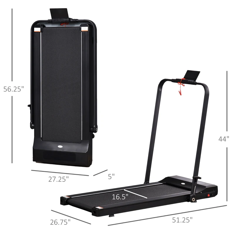 Soozier Folding Electric Treadmill, Low-noise Walking, Jogging, Running Machine with 6.2 MPH Speed, LED Display and Remote Control for Home Gym Workouts, Black