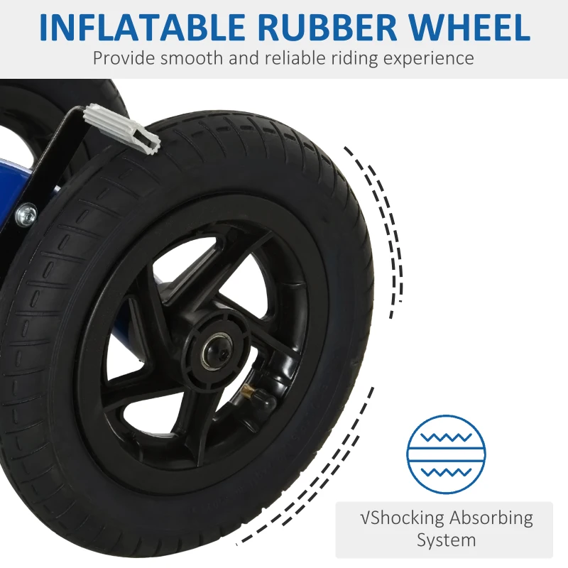 HOMCOM All Terrain Knee Walker Scooter Foldable Metal Steerable Walker with Metal Storage Basket Knee Scooter Crutches Alternative, Blue/Black