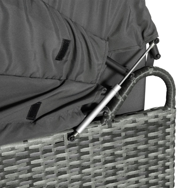 Outsunny 4 Piece Adjustable Canopy Outdoor Rattan Sofa Set Patio Furniture Wicker Sets with Height Adjustable Coffee Table & Cushions