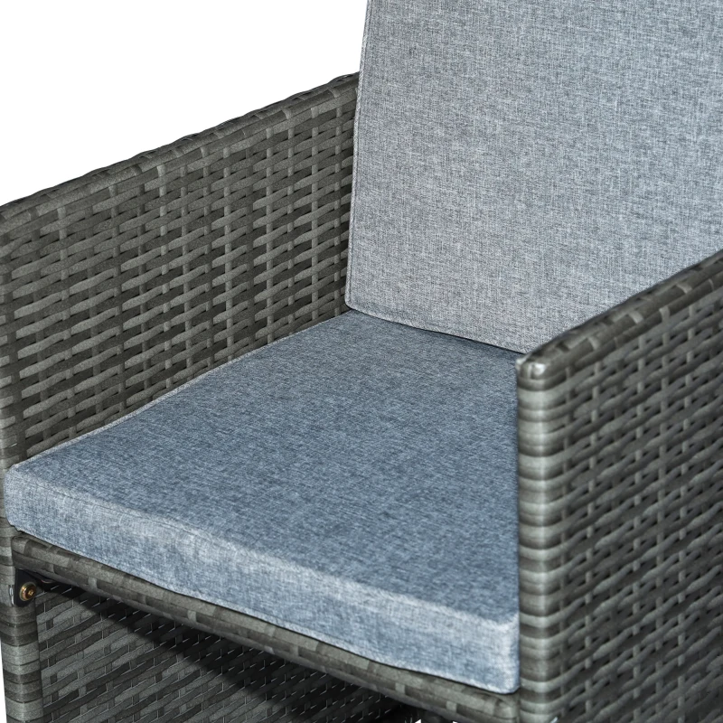 Outsunny 9 Piece Outdoor Rattan Wicker Dining Table and Chairs Furniture Set Space Saving Wicker Chairs w/ Cushions - Gray