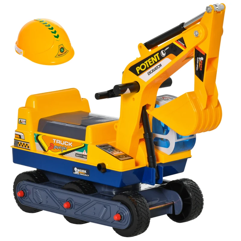 Qaba No Power 80° Rotation Ride on Excavator Digger Multi-functional Toy Construction Yellow