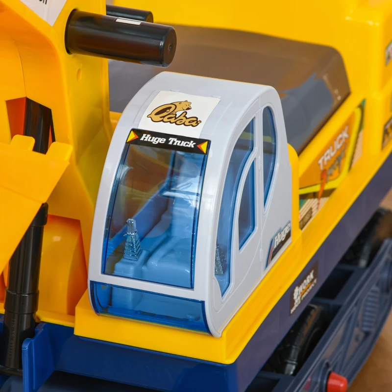 Qaba No Power 80° Rotation Ride on Excavator Digger Multi-functional Toy Construction Yellow