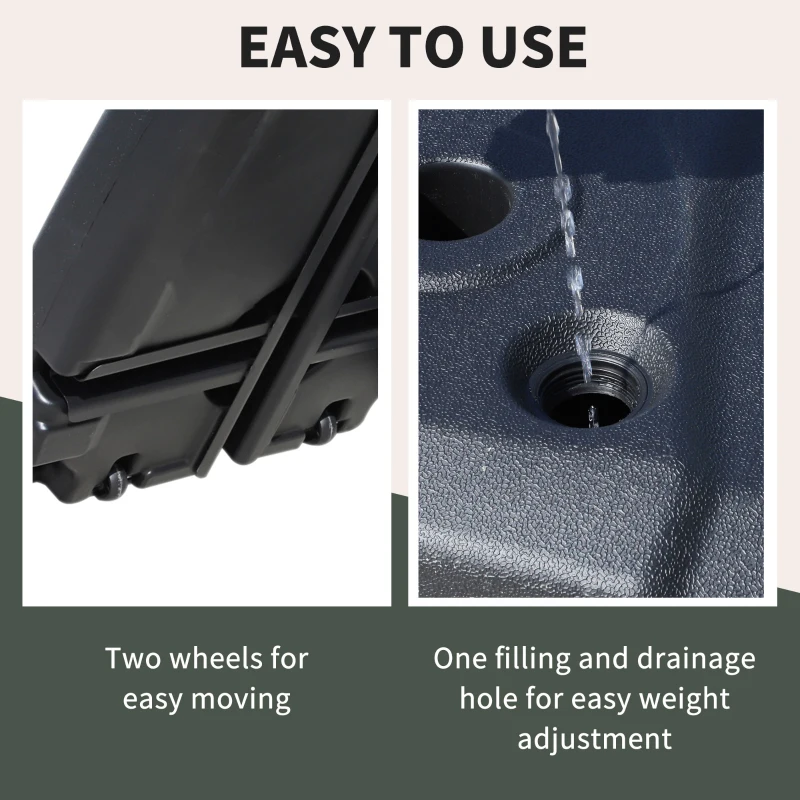 Outsunny Portable Umbrella Base Parasol Stand for Cantilever Umbrella Water Sand Fillable w/ 2 Wheels Black